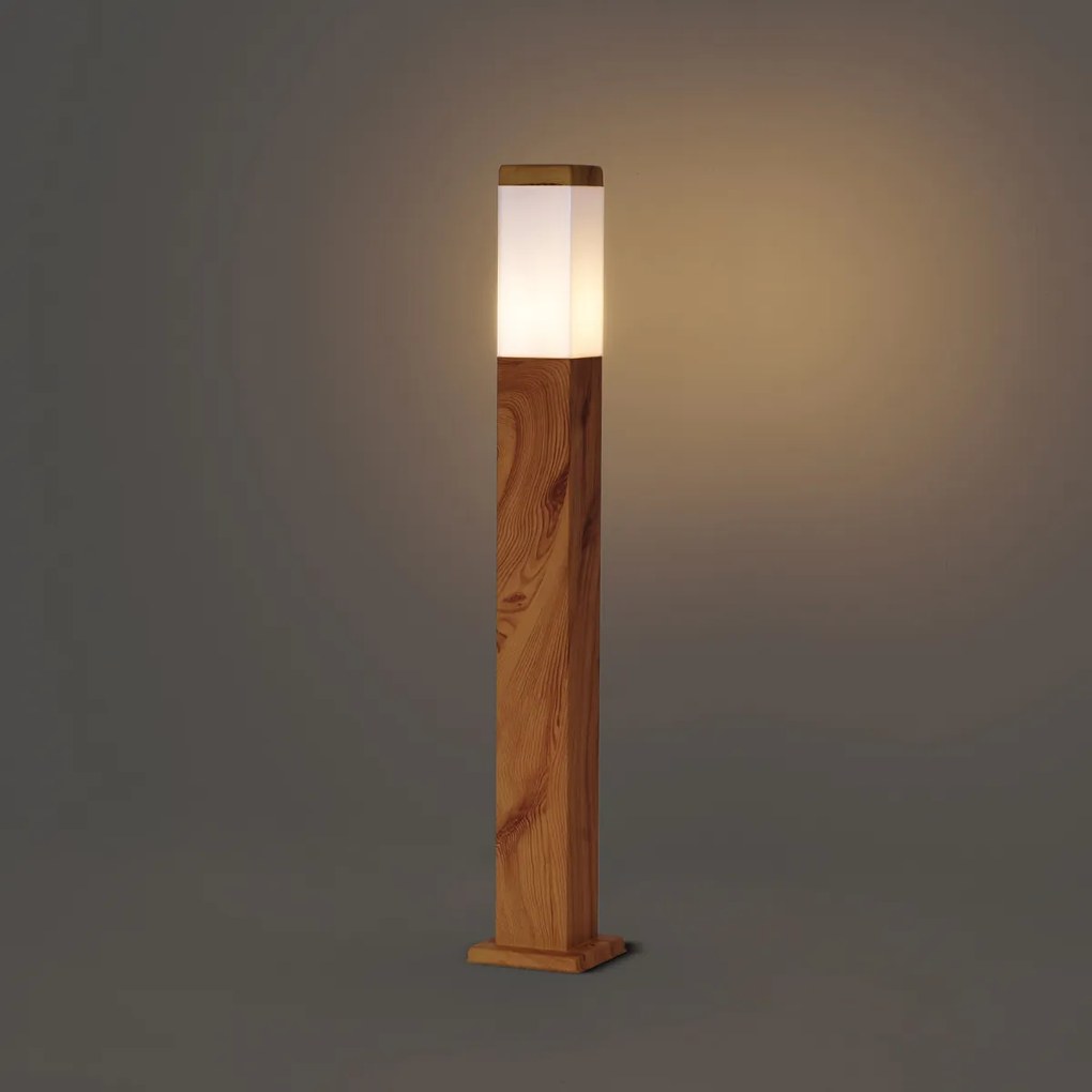 Moderne staande buitenlamp staal met hout print 80cm IP44 - Malois
