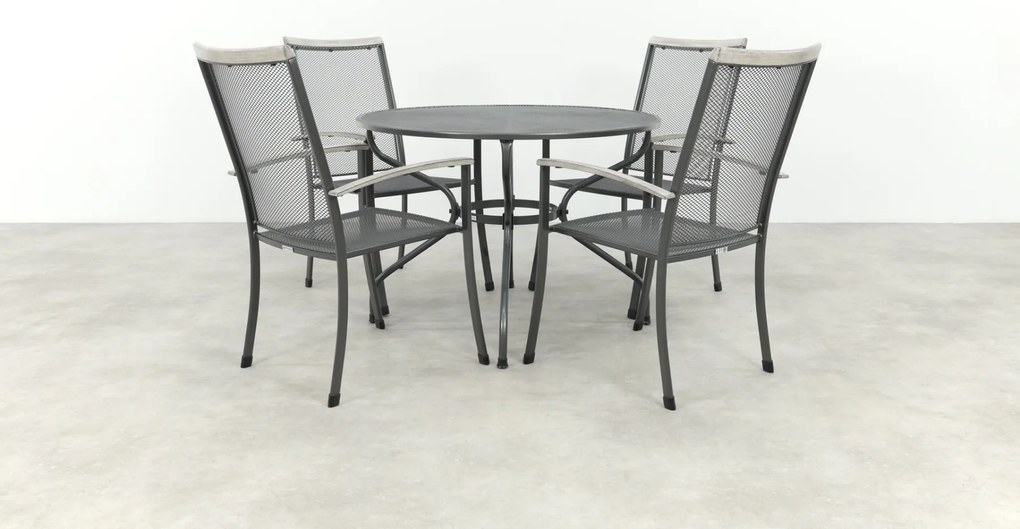 Balero ronde stapelbare bistroset strekmetaal Ø105 cm. - Antraciet