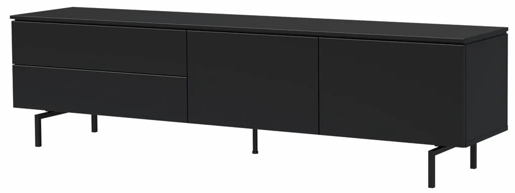 Tenzo Plain Mat Zwart Tv-meubel Modern Metalen Poot - 210x45x57cm.