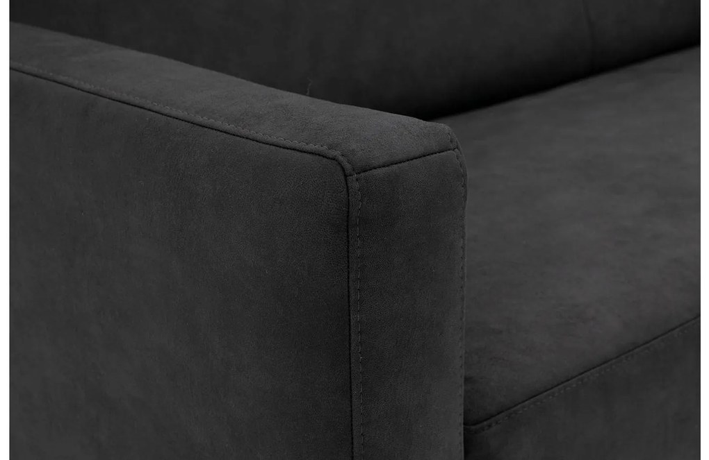 Goossens Key West antraciet, micro leer, 3-zits, modern design met ligelement rechts