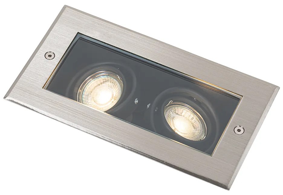 Smart grondspot staal 2-lichts verstelbaar IP65 incl. Zigbee GU10 - Oneon