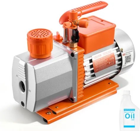 VEVOR vacuümpomp, 7 CFM 198 l/min, 2-traps, 550 W, geschikt voor R134a, R22, R410a, R1234YF & R32, 4-polige motor, voor het onderhoud van auto-airconditioningsystemen en het ontgassen van harsen, incl. olie