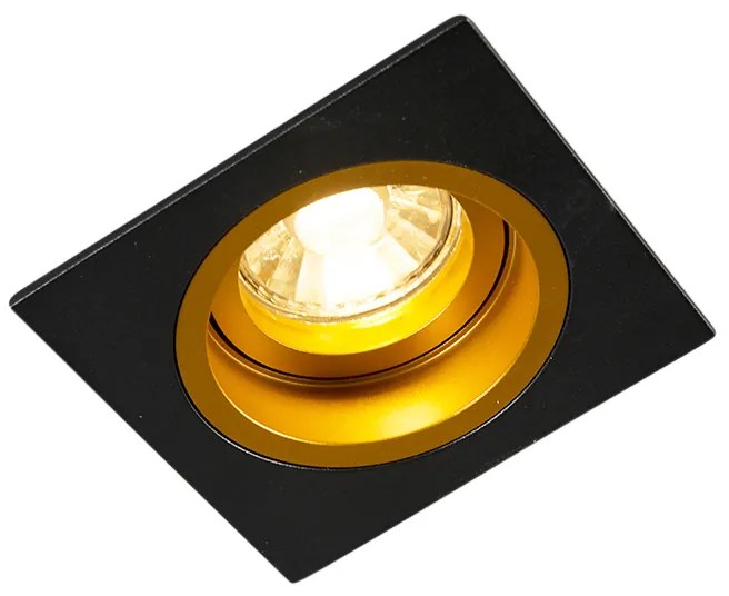 Smart inbouwspot zwart met goud vierkant incl. Wifi GU10 - Chuck Modern GU10 Binnenverlichting Lamp