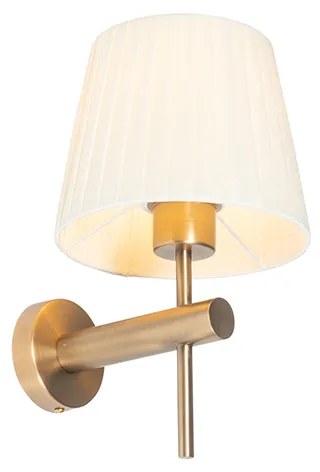 Moderne wandlamp brons met witte kap - Pluk
