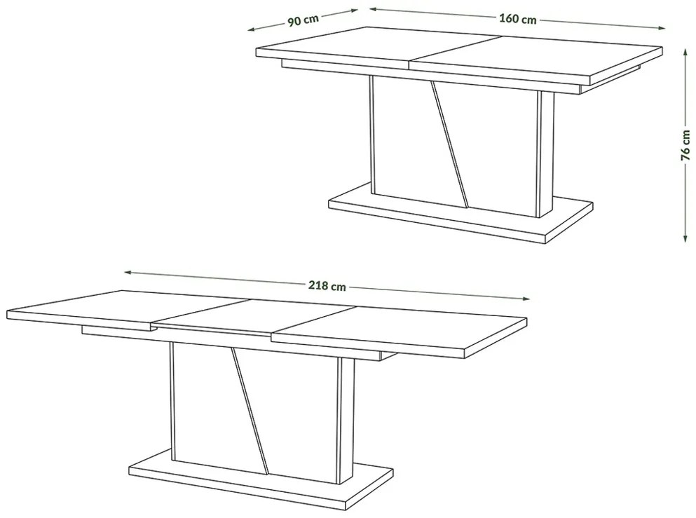 NOBLE NOIR Artisan Oak/beige – uitschuifbare tafel tot 218 cm, voor 8, 10