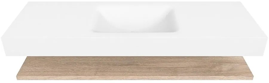 Zaro Alan badmeubel 140cm met planchet washed oak en vrijhangende wastafel cloud midden 1 kraangat talc