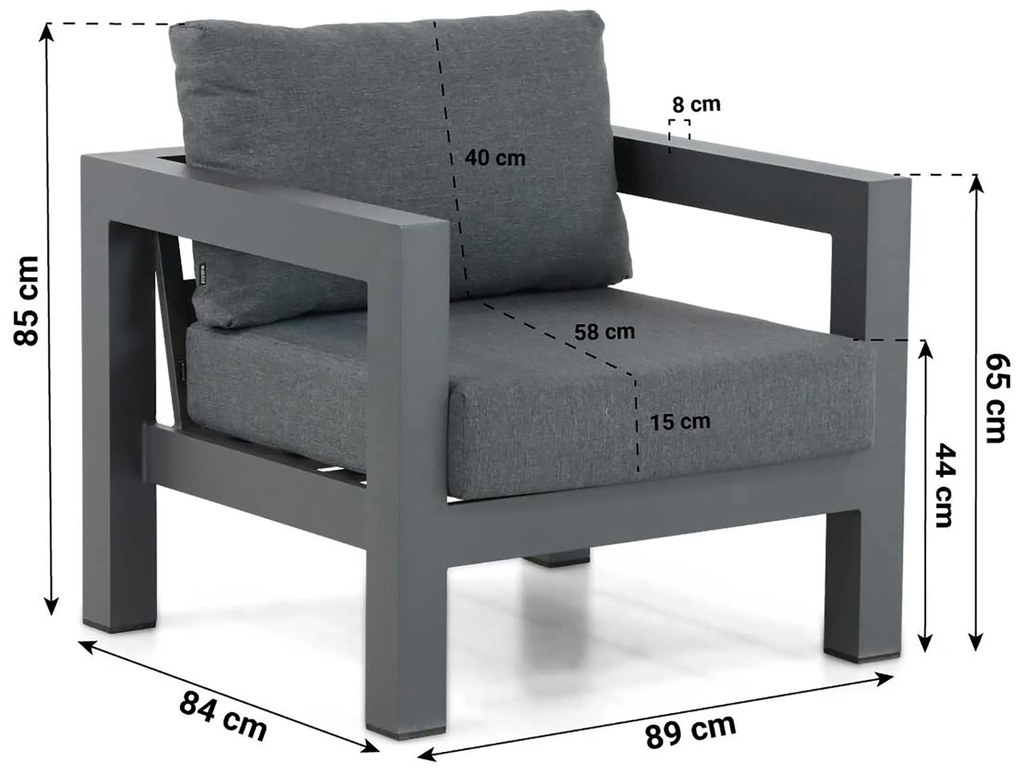Tuinstoel Aluminium Grijs-antraciet Lifestyle Garden Furniture Luca