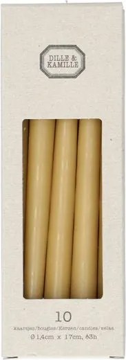 Kaarsjes smal, zachtgeel, 17 cm, 10 stuks
