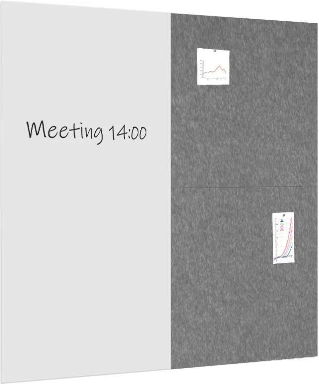 Whiteboard / prikbord pakket 200x200 cm - 1 whiteboard + 2 akoestische
