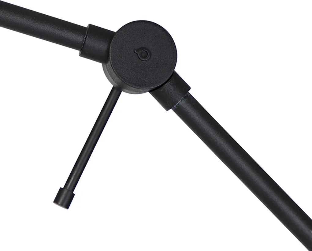 Vloerlamp zwart verstelbaar met beige kap van teddy stof 50cm - Editor