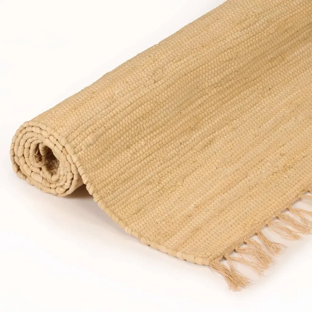 vidaXL Vloerkleed Chindi handgeweven 200x290 cm katoen beige