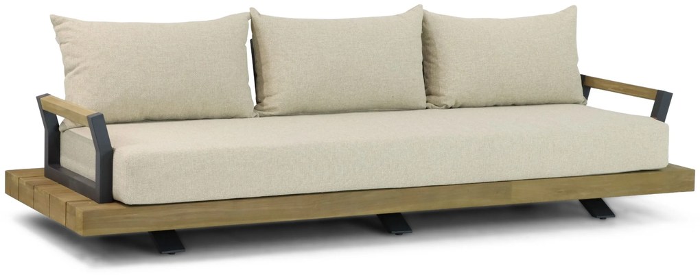 Stoel en Bank Loungeset 4 personen Aluminium/Teak Old teak greywash  Santika Furniture Santika