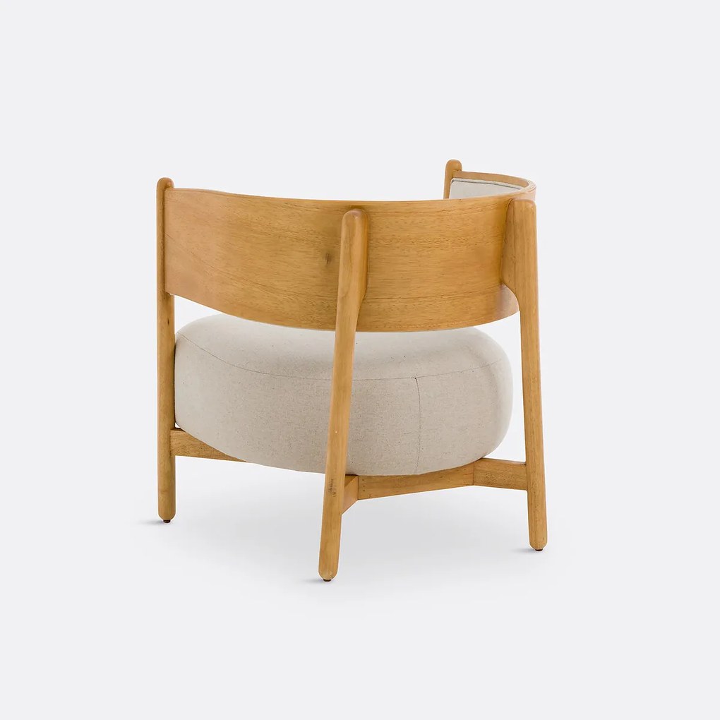 Fauteuil in hevea en katoen/linnen, Natesse