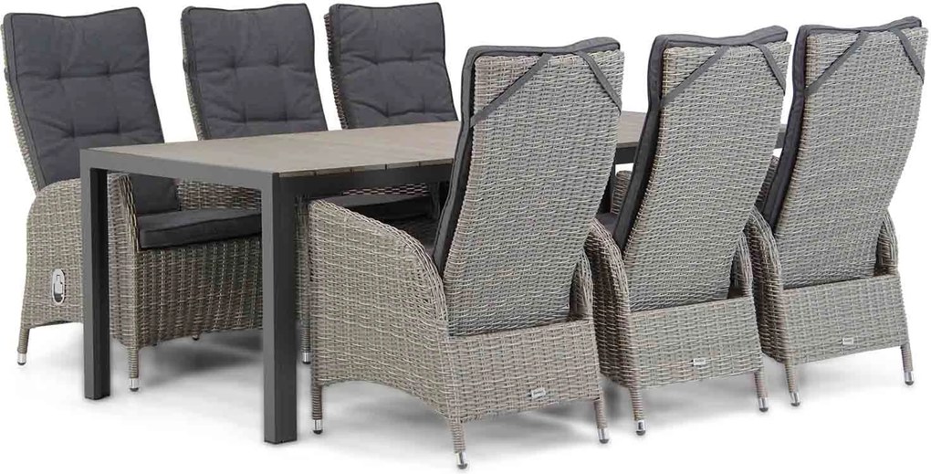 Tuinset 6 personen 217 cm Wicker Grijs Garden Collections Lincoln/Young