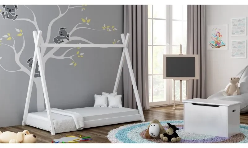 Peuter Wit  Eenpersoons hemelbed - Titus Tipi-stijl voor kinderen Kinderen Peuter Junior 5059914020432 Children's Beds Home, 160x80, 12 cm latex met h