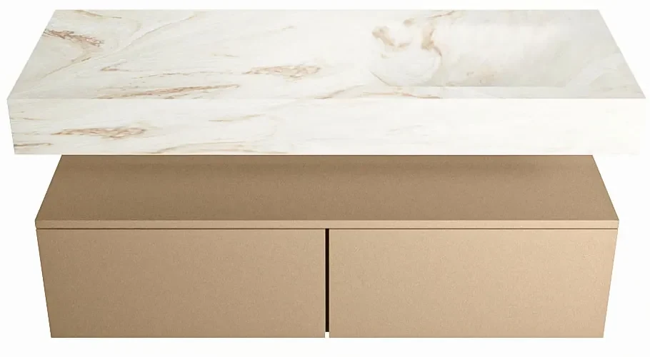 Mondiaz Alan DLux badmeubel 120cm oro 2 lades met wastafel frappe rechts zonder kraangat