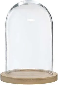 Atmosphera glazen stolp met houten voet - Diameter 14 x H26 cm