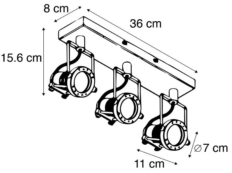 Smart Spot / Opbouwspot / Plafondspot zwart 3-lichts incl. Wifi GU10 - Suplux Industriele / Industrie / Industrial GU10 Binnenverlichting Lamp