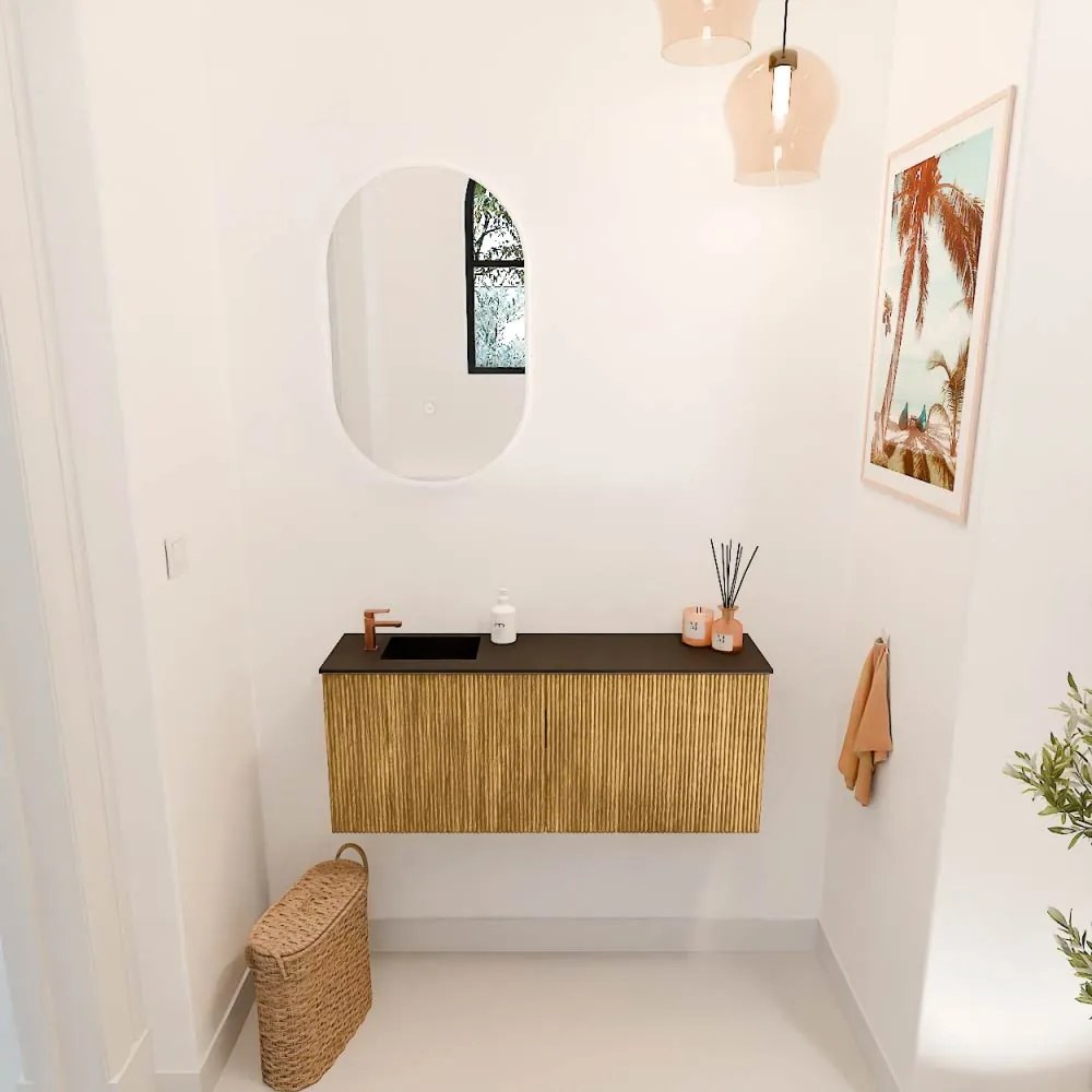 Mondiaz Joya 100cm toiletmeubel oak met wastafel faye links 1 kraangat urban