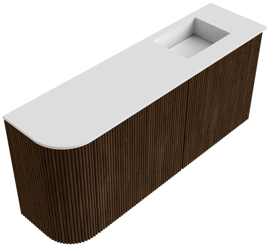 Mondiaz Joya 90cm toiletmeubel ronding links walnut met wastafel faye rechts zonder kraangat talc