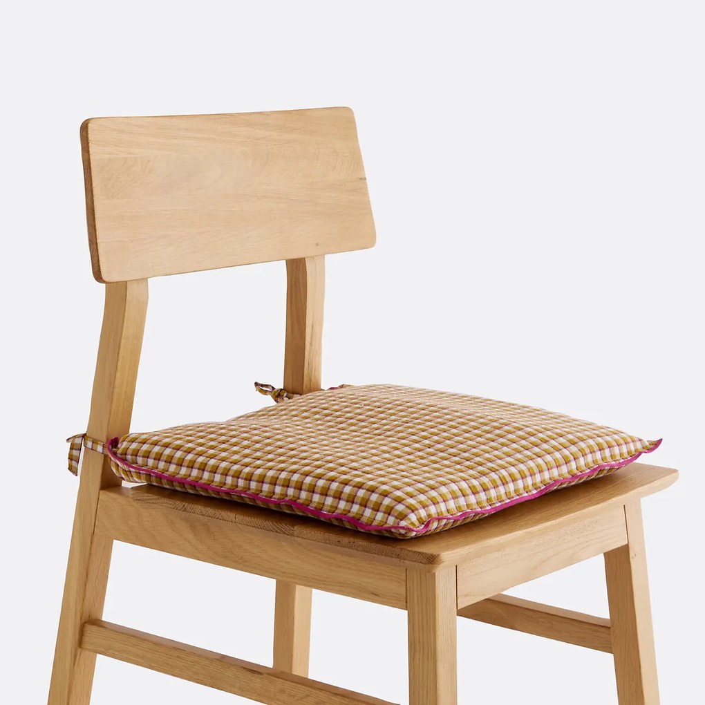 Stoelkussen, geruit katoen, NINON