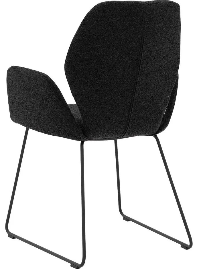 Goossens Eetkamerstoel Hera grijs stof met armleuning, modern design