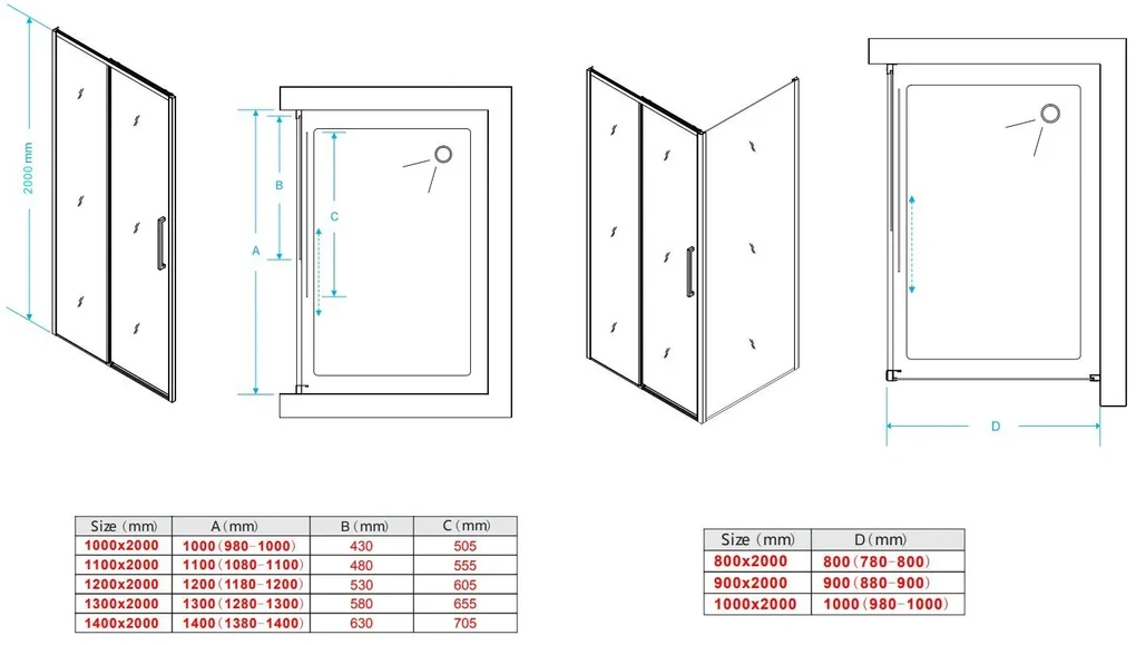 Saniclear Slide black douchecabine 120x80cm zwart mat