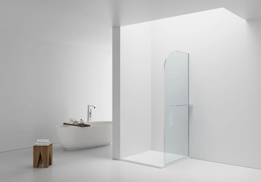 Sanigoods Curvea inloopdouche met handdoekhouder chroom 100x200cm