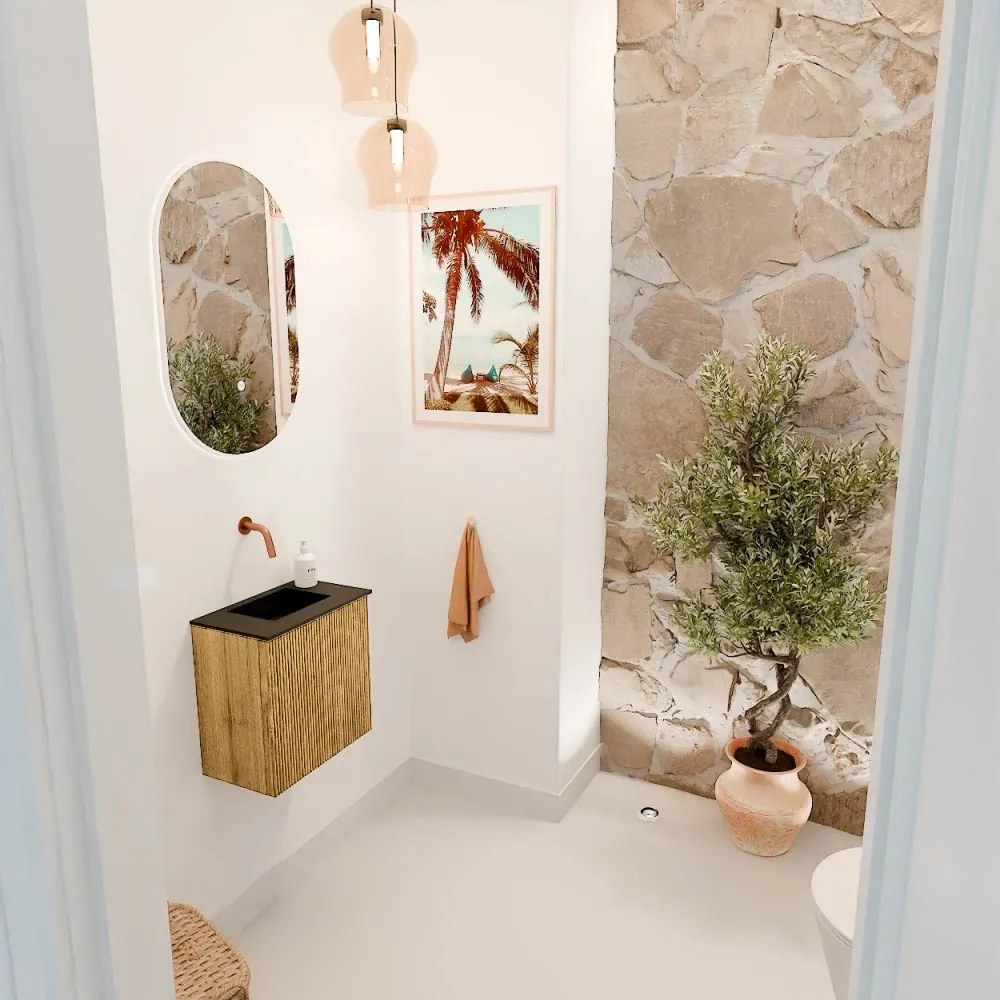 Mondiaz Joya 40cm toiletmeubel oak met wastafel faye midden zonder kraangat urban