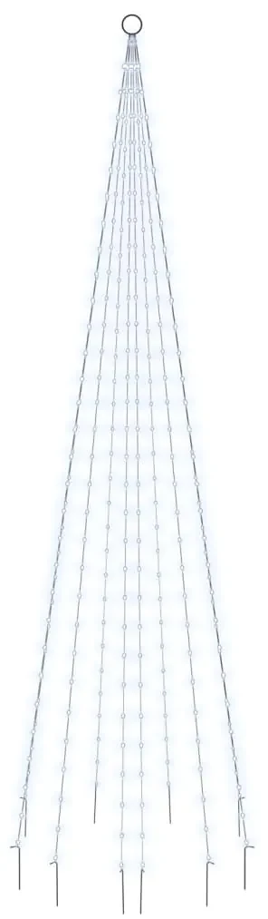 vidaXL Vlaggenmast kerstboom 310 LED's koudwit 300 cm