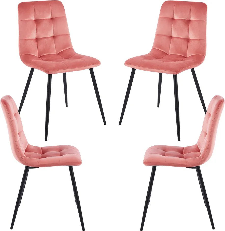 Set 4 Stuhl Fluwelen Stoelen