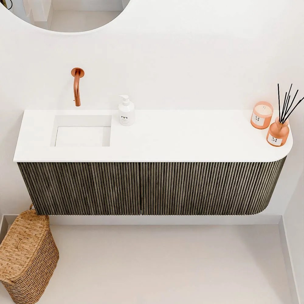Mondiaz Joya 100cm toiletmeubel ronding rechts shadow met wastafel faye links zonder kraangat talc
