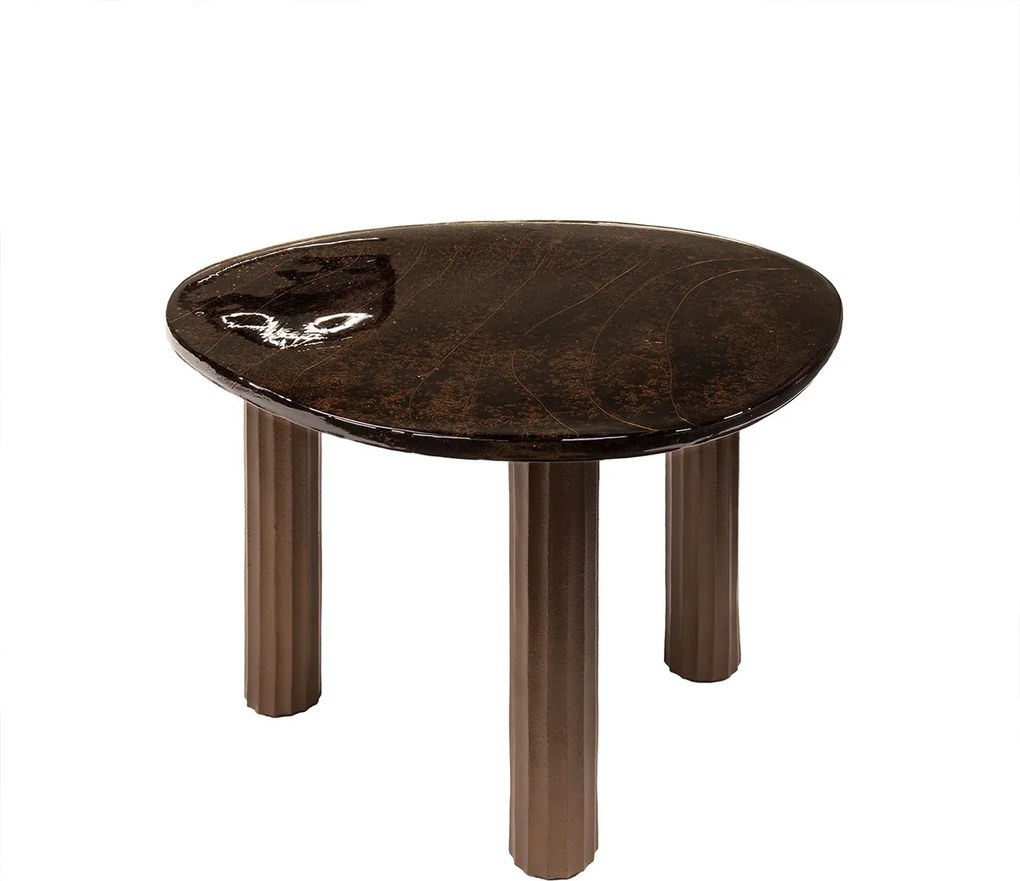 Salontafel Getrokken Glas Koperkleur Groot - 70 X 59cm.