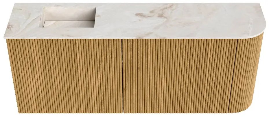 Mondiaz Joya DLux 100cm toiletmeubel ronding rechts oak met wastafel faye links zonder kraangat frappe