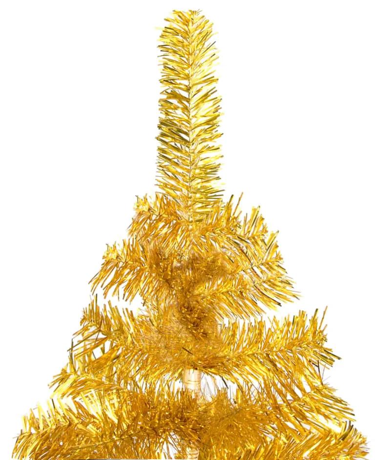 vidaXL Kunstkerstboom met LED's en kerstballen 150 cm PET goudkleurig