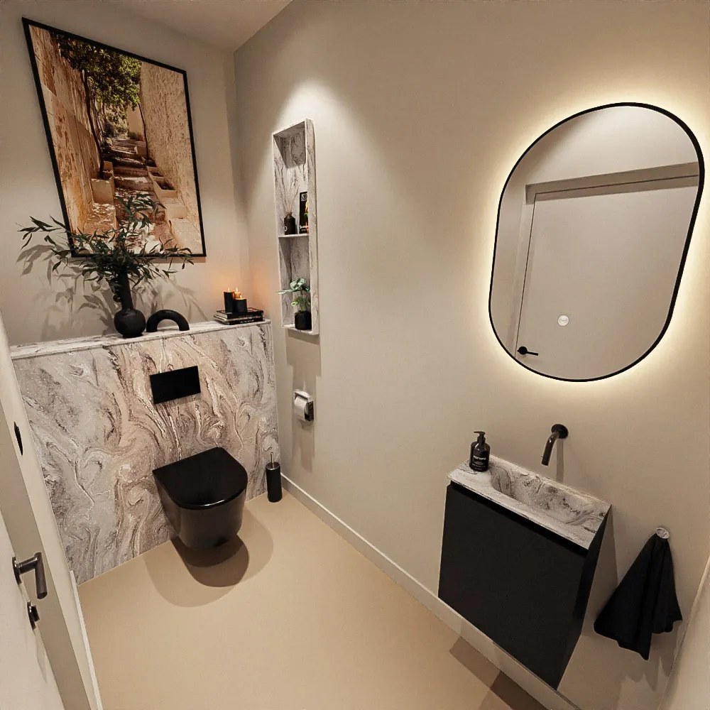 Mondiaz Ture DLux toiletmeubel 40cm urban met wastafel glace rechts zonder kraangat