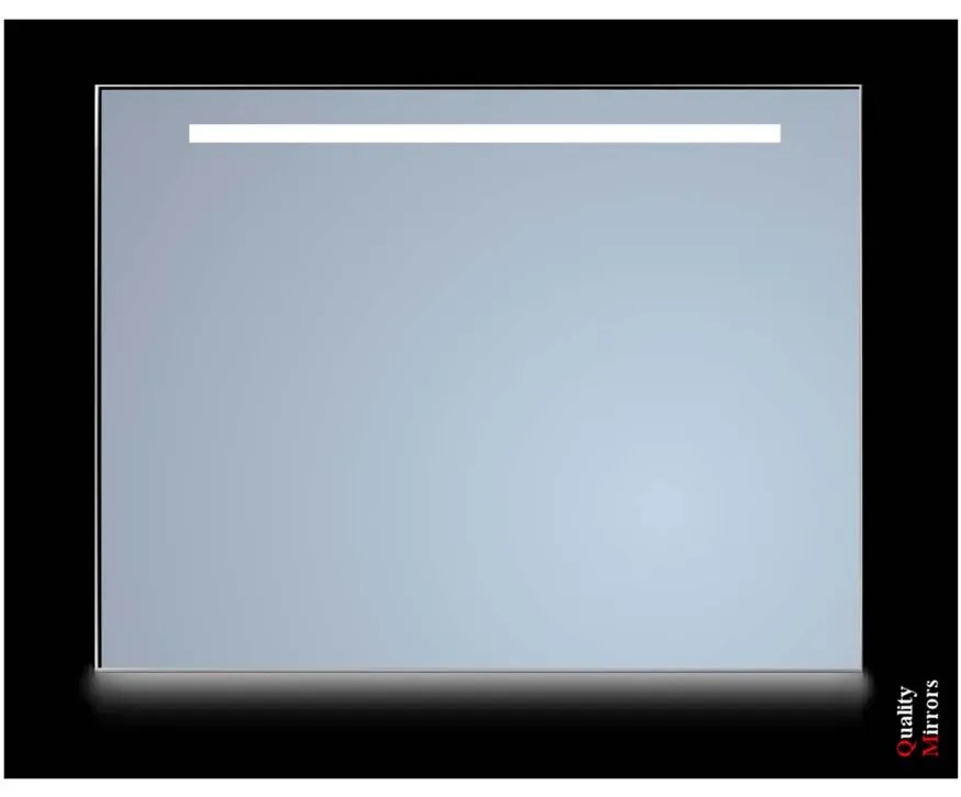 Sanicare Spiegel met 1 x horizontale strook + Ambiance licht onder "Warm White" Leds 65 cm. omlijsting zwart