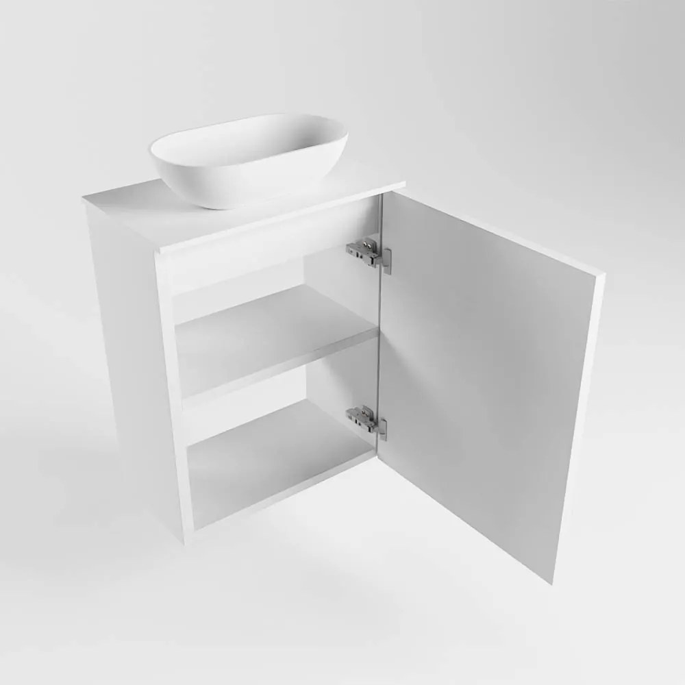 Mondiaz Fowy toiletmeubel 40cm talc met witte waskom midden zonder kraangat