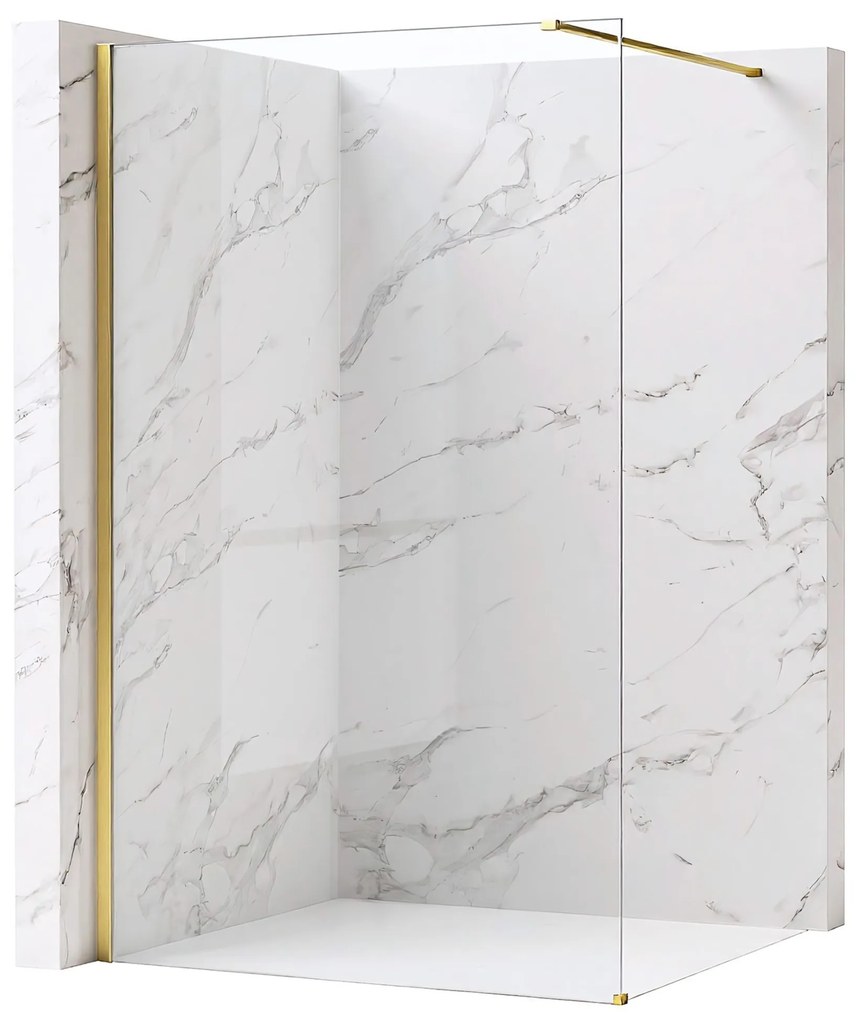 Walk-in douchewand Rea Flexi Transparent / Brush Gold 140