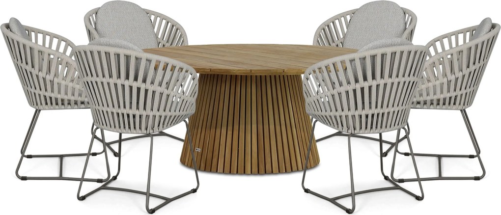 Tuinset Ronde Tuintafel 6 personen 180 cm Rope Taupe Santika Furniture Santika
