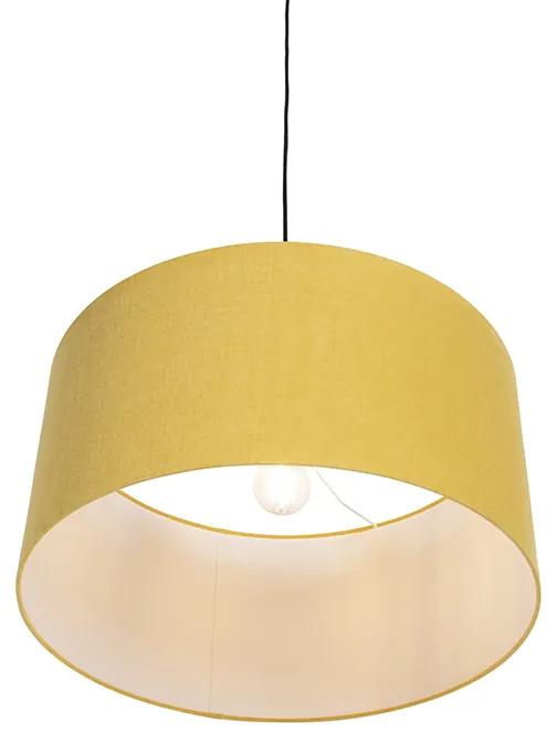 Stoffen Eettafel / Eetkamer Moderne hanglamp zwart met kap 50 cm geel - Combi 1 Klassiek / Antiek E27 cilinder / rond rond Binnenverlichting Lamp