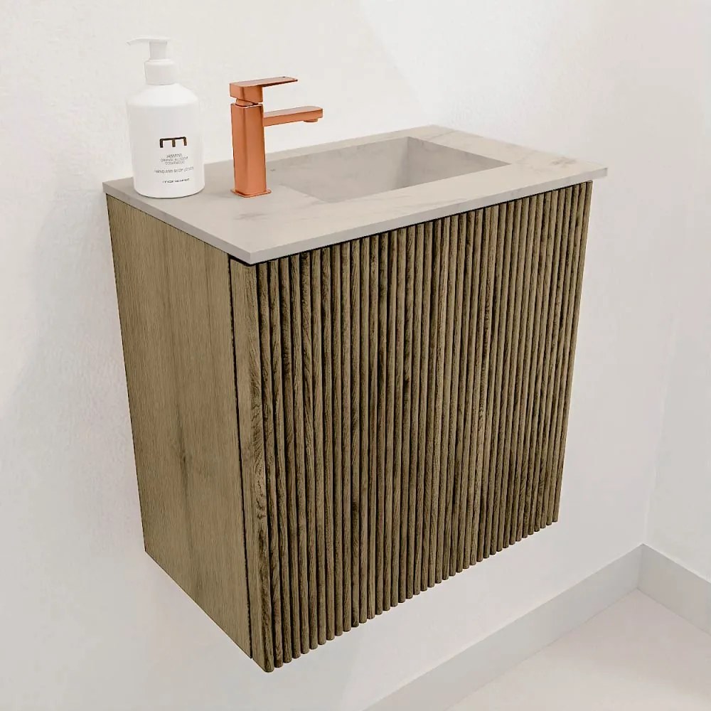 Mondiaz Joya DLux 40cm toiletmeubel dusk met wastafel faye rechts 1 kraangat opalo
