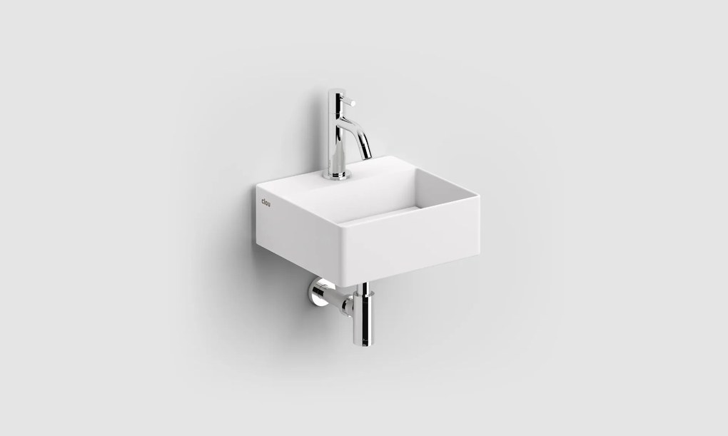 Clou New Flush 1 fontein solid surface 28cm met afvoerplaat wit mat