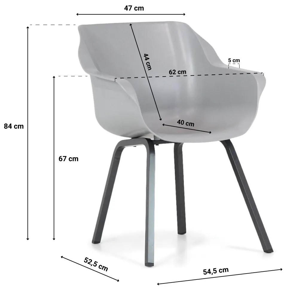 Tuinset 4 personen 170 cm Kunststof Grijs Hartman Sophie