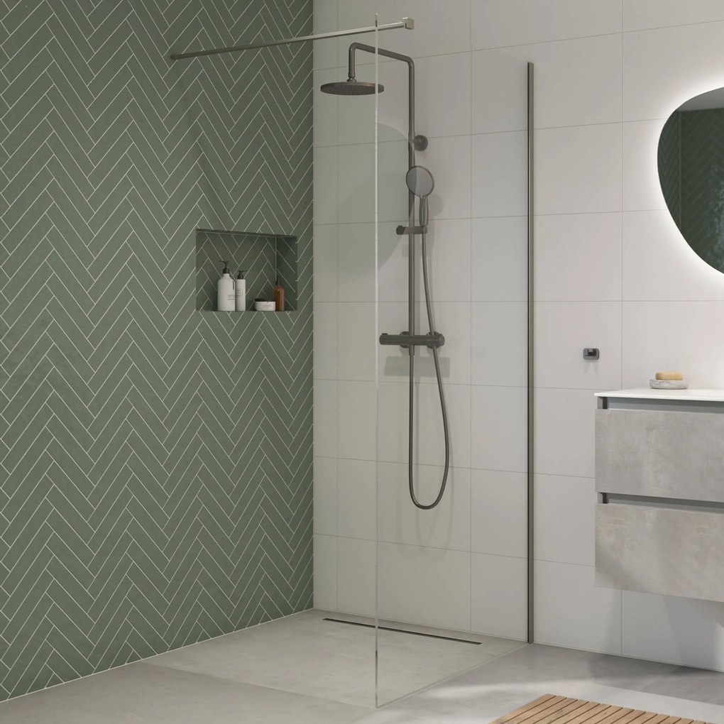 Saqu Modulo inloopdouche incl. antikalk 80x210cm geborsteld grijs