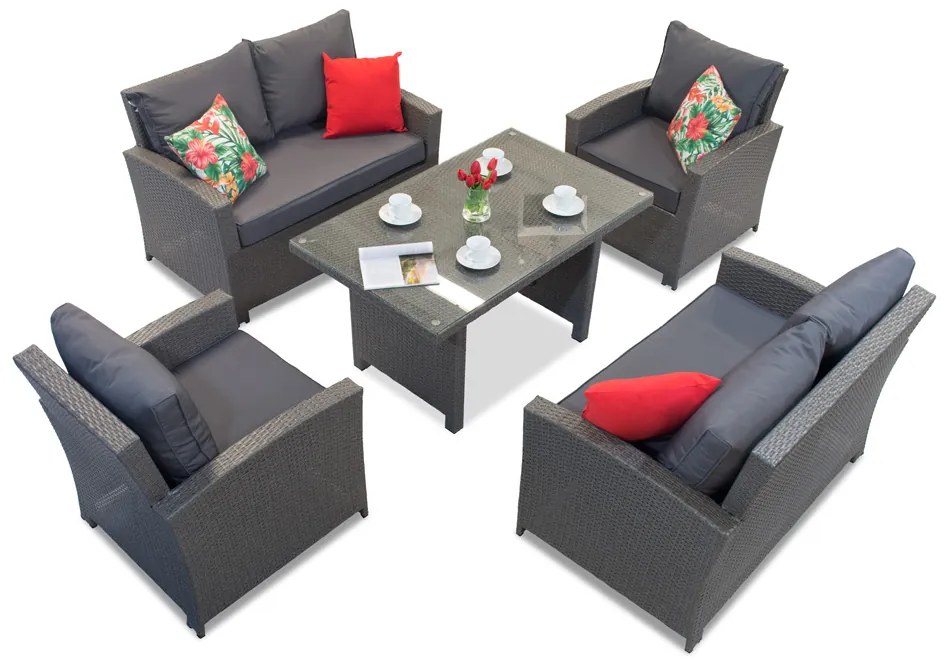 Tuinpunt Parma Apetito 6 antraciet technorattan tuinset