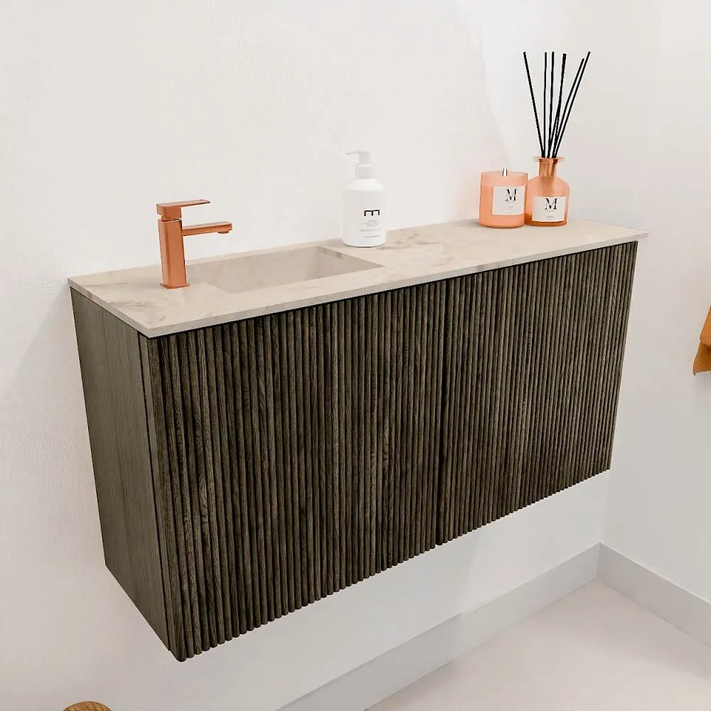 Mondiaz Joya DLux 80cm toiletmeubel shadow met wastafel faye links 1 kraangat frappe