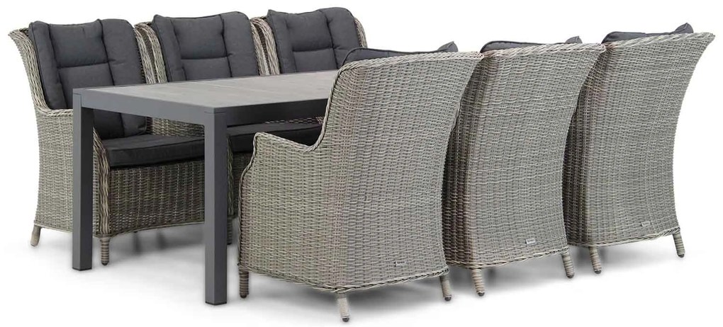 Tuinset 6 personen 220 cm Wicker Grijs Garden Collections Aberdeen/Residence