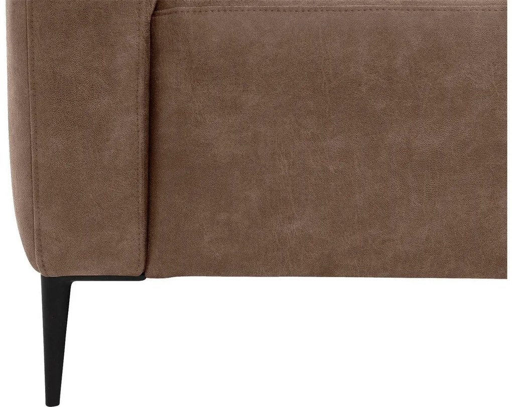 Goossens  Key West bruin, micro leer, 3-zits, modern design met ligelement rechts