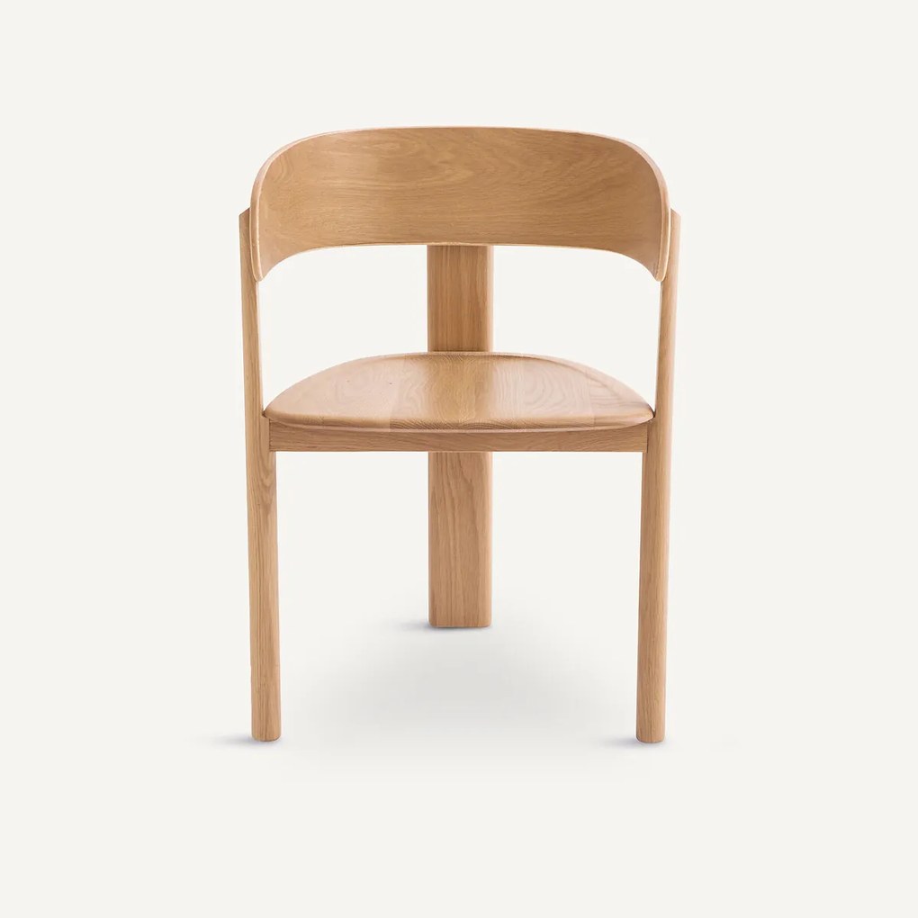 Tafelfauteuil, 3 poten, massief eiken, Marais, ontwerp Emmanuel Gallina